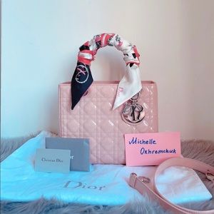 LADY DIOR Patent Leather Medium Light Pink